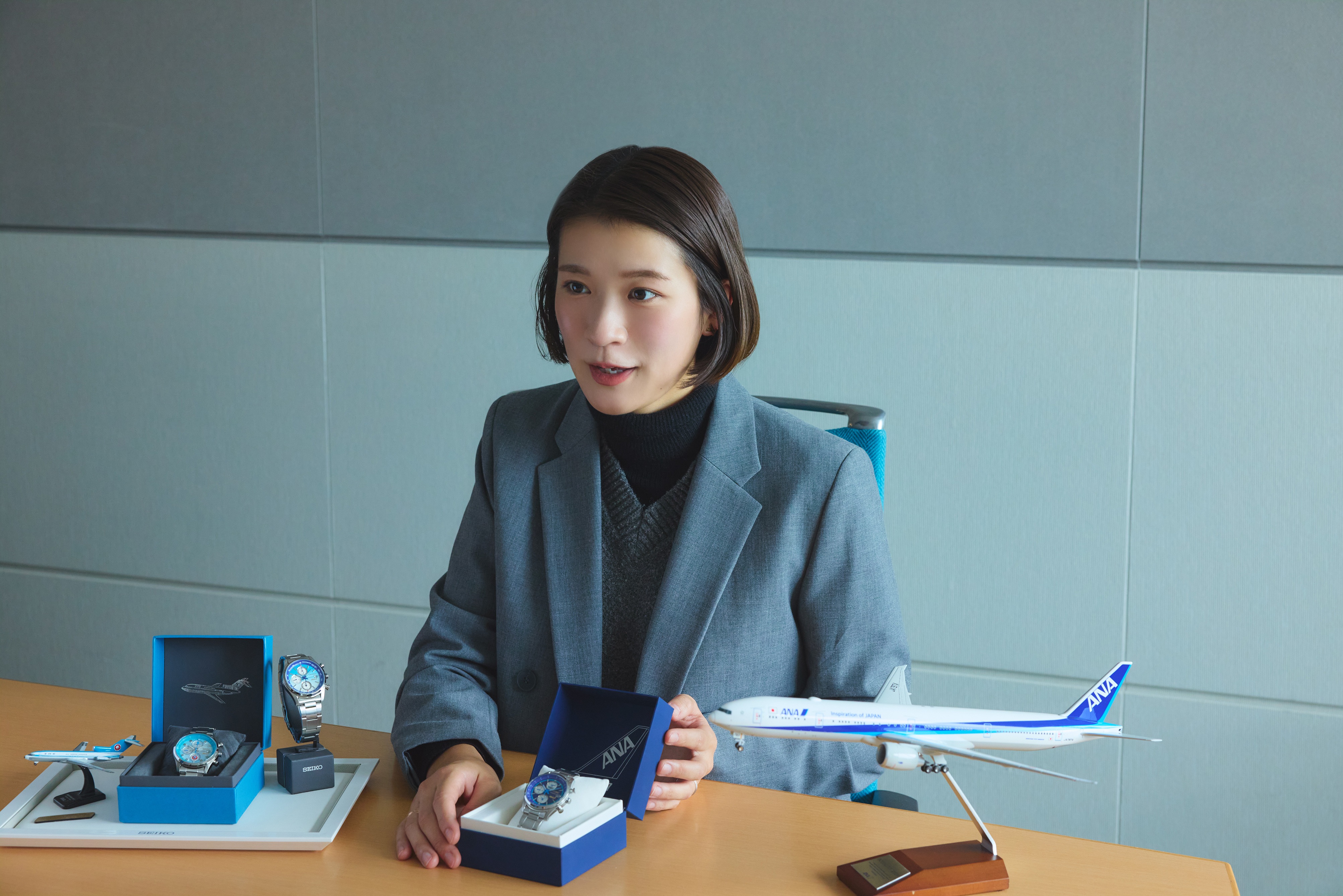 SEIKOセイコー ANA Wネーム・コラボ キネティック★オートクオーツ セイコーとANA、787イメージ腕時計 395本限定